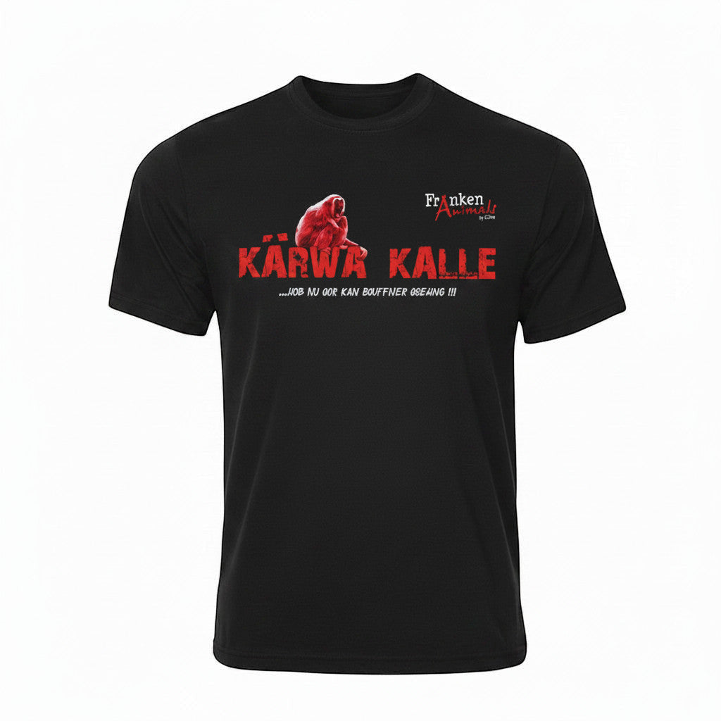 XXUwe Franken Animals Karwa Kalle T-Shirt aus Baumwolle mit rotem Affen-Design und Text