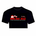 Schwarzes XXUwe Franken Animals T-Shirt mit Seidlaas Siggi Motiv in Rot und Weiß aus weicher Baumwolle