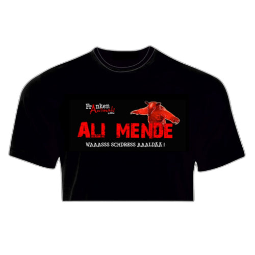 Schwarzes XXUwe T-Shirt aus Baumwolle mit Franken Animals Ameisenbär-Print und fränkischem Spruch