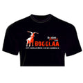 Schwarzes XXUwe T-Shirt aus Baumwolle mit Ziegenbock-Print, BOGGLAA-Schriftzug und fränkischem Statement-Spruch