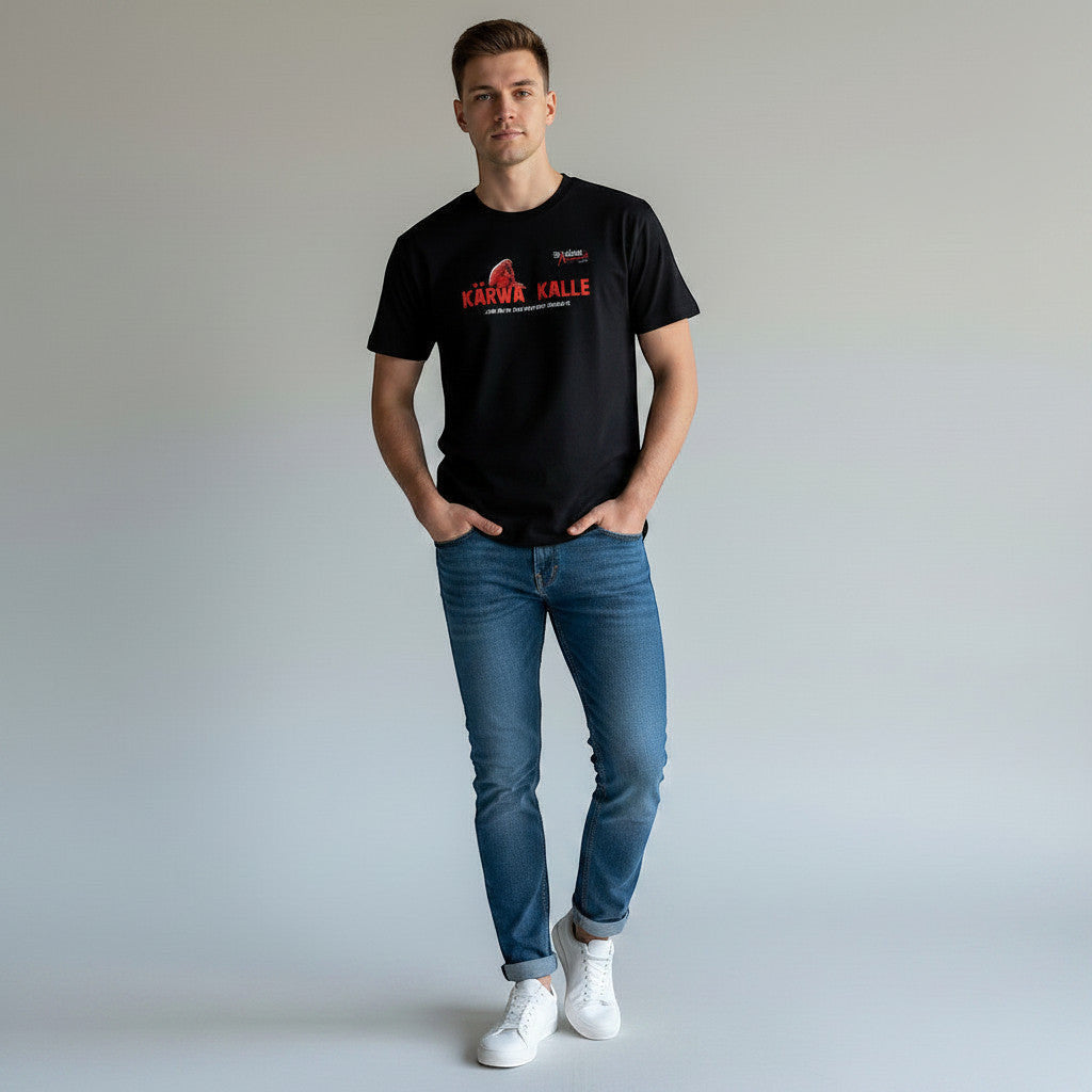 XXUwe Kärwa Kalle T-Shirt aus Baumwolle in Schwarz mit rotem Print und Spruch